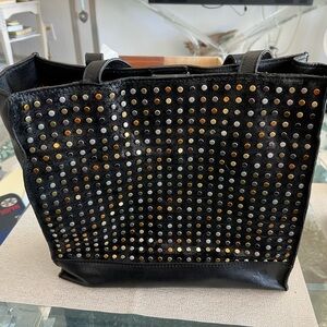 Patricia Nash Black Tote with Gold and Silver Accents